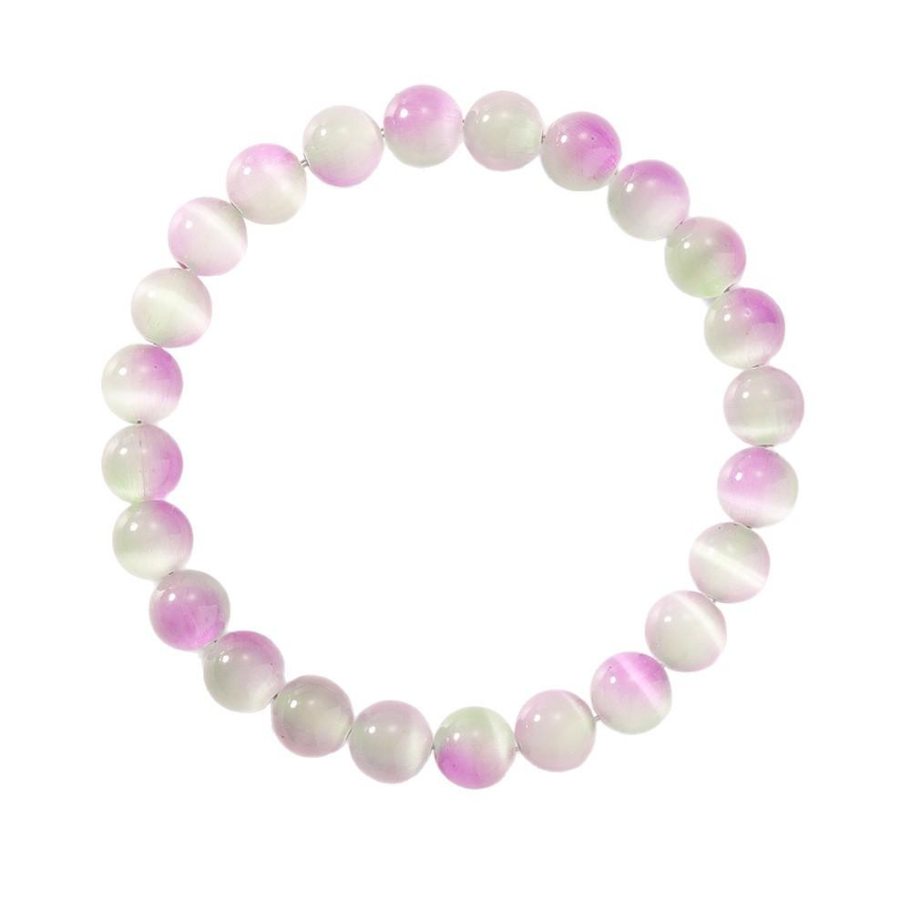 Festive Gifts Purple Green Gradient Cat Eye Stone Beaded Bracelet Sweet Fashion Jewelry For Women Daily Wear Gift
