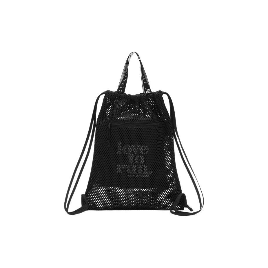 New Balance Classic Fashion Trend Sports Drawstring Closure Fabric Backpack Medium Unisex backpack Black LAB32410-BK Black,Medium
