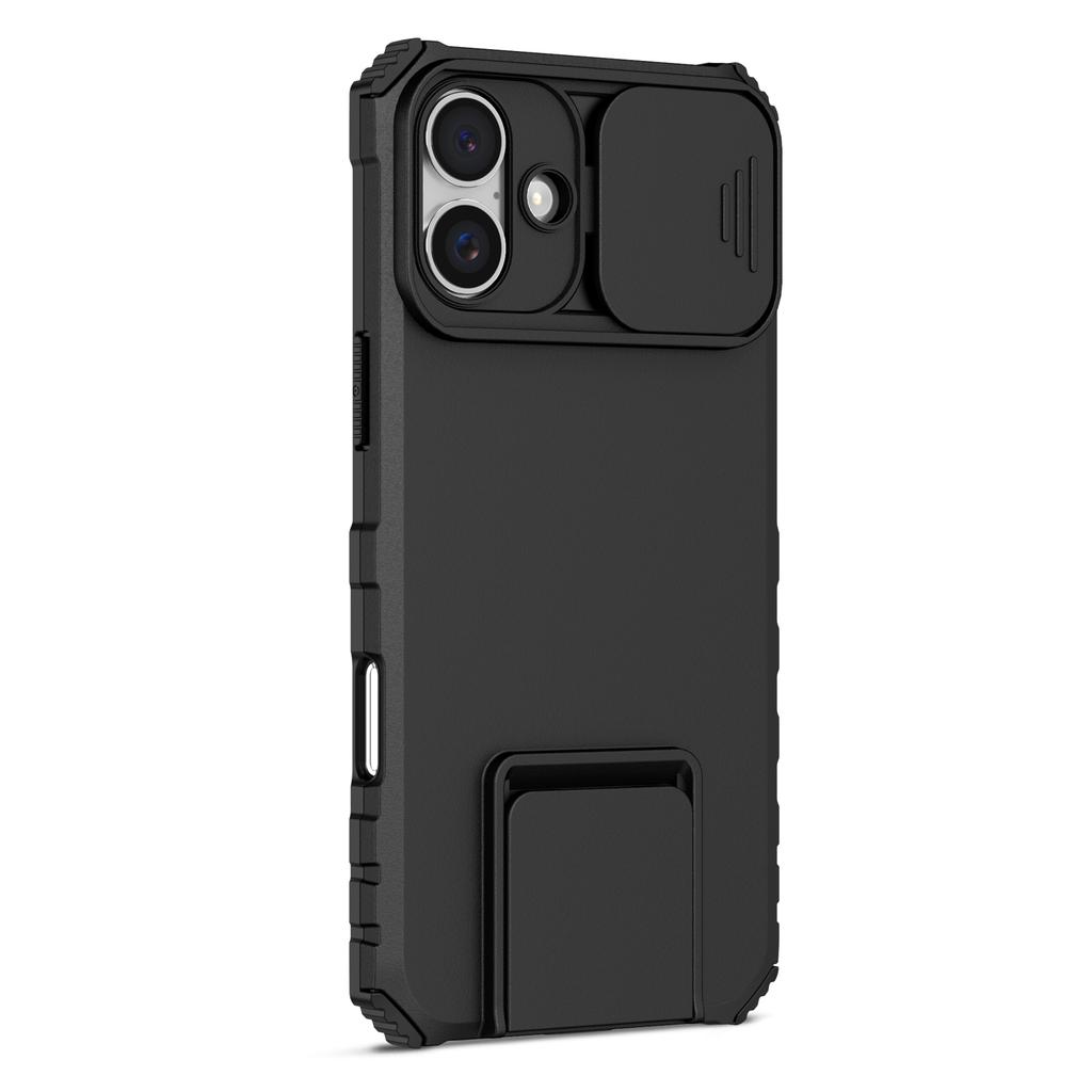 For iPhone 16 Case Camera Slider PC + TPU Phone Cover with Kickstand