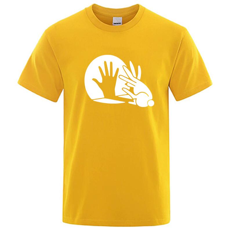 Men's High Quality T-shirt Funny Shadow Puppet Design Print Summer Casual Loose O-neck for Male T-shirt Tops Tees
