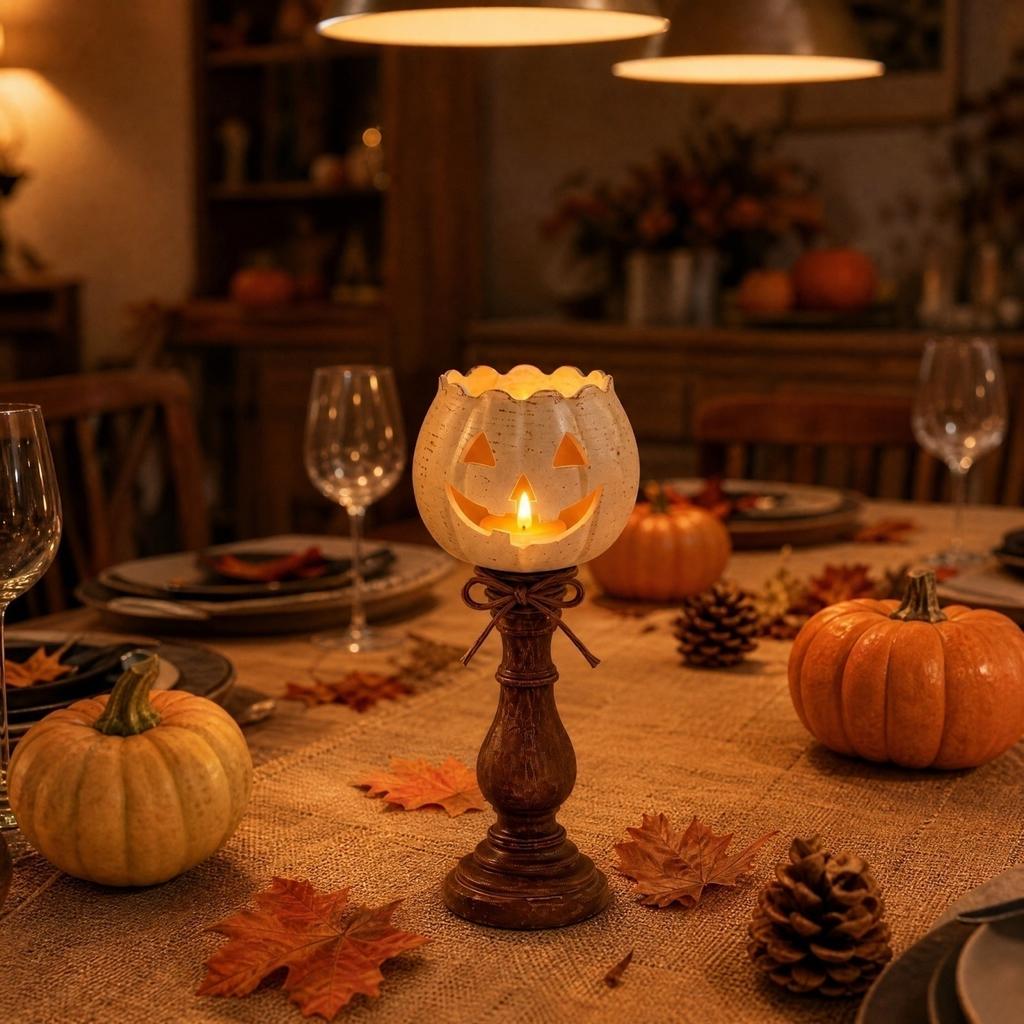 Halloween Pumpkin Candle Holder for Holiday Home Decor