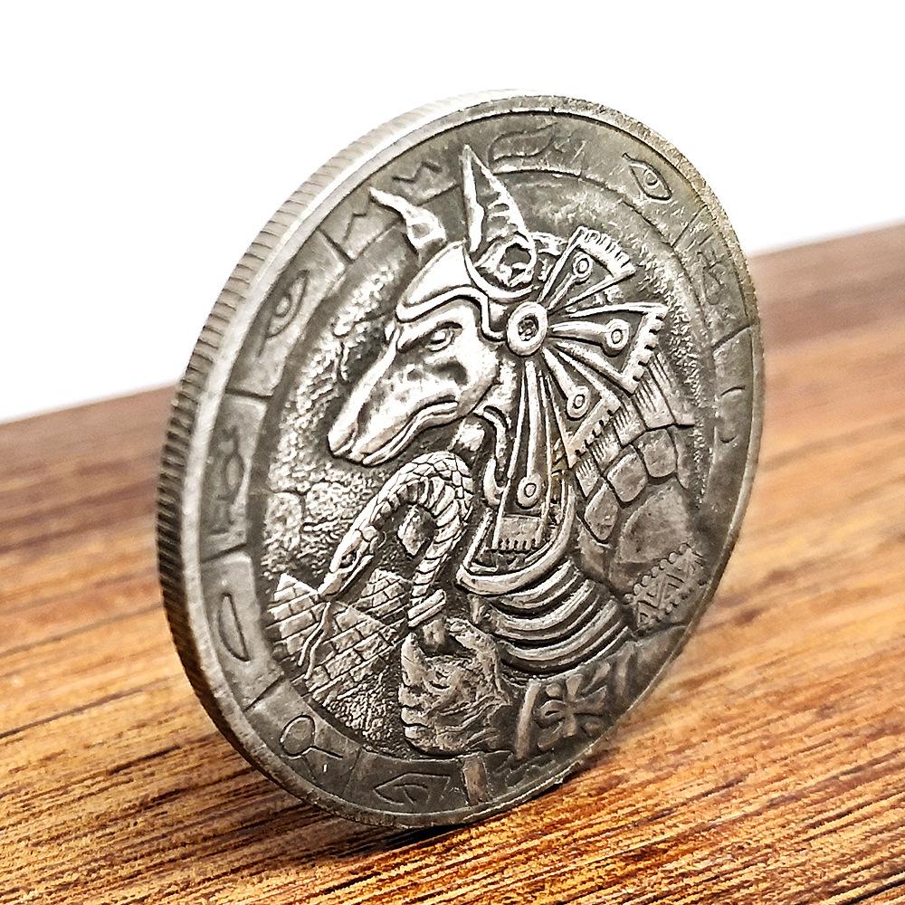 Anubis, Horus, dolaşan sikkeler, köpek başı, kartal başı, insan vücudu, antika gümüş dolar, sikkeler