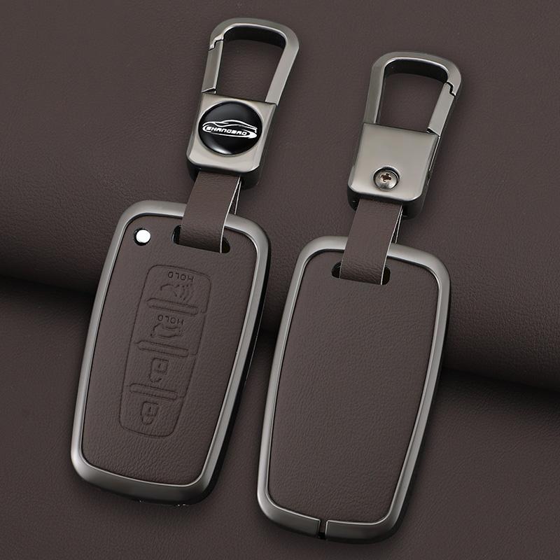 Car Key Case Cover For Hyundai Genesis Coupe Sonata Ix35 For Kia Forte Sportage K2 K5 Zinc Alloy Leather Protector Accessories