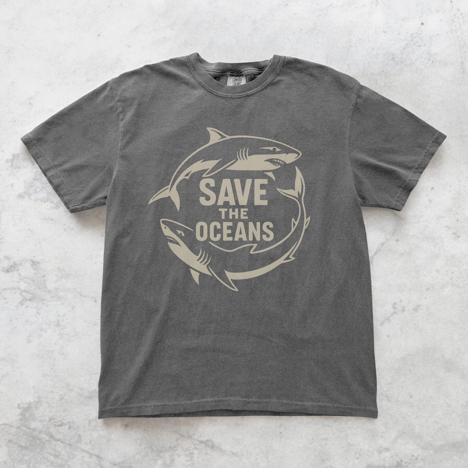 Save the Oceans Shirt, Shark Graphic Tee, Environmental Awareness T shirt, Ocean Conservation Shirt, Unisex Relaxed Fit, Marine Life Gift L