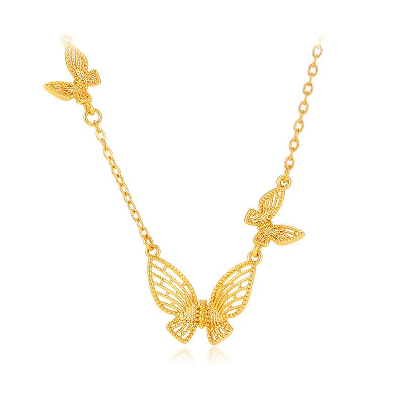 Copper Alloy Women's Butterfly Necklace, Summer Women's High-end Sense, Niche Personality, Japanese and Korean Fashion Collarbone Chain
