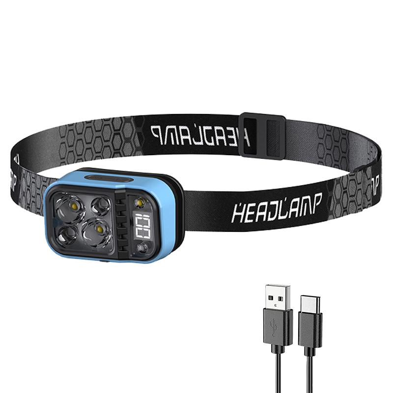 Lightweight Fishing LED Headlamp Rechargeable Headlight Support White/Warm Yellow/Red Three Light Colors Waterproof Lamp