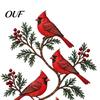 Unique Gifts for Garden Lovers Metal Bird Wall Decor, Red & Chickadee Sculpture with Branches and Whimsical Decorations Berries, 2D Iron Art