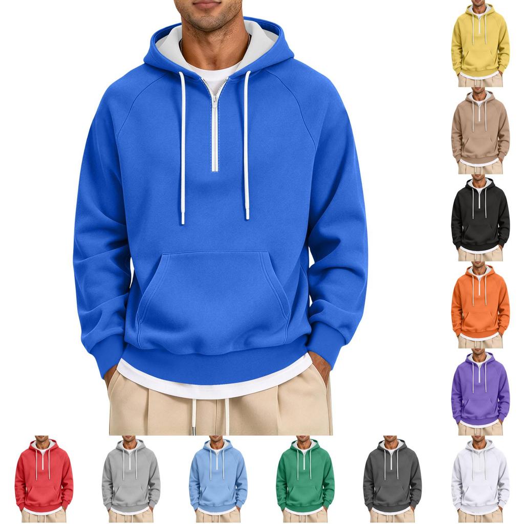 Herren Color Zip-Up Hoodie, Lässiges lockeres Langarm-Sweatshirt für Frühling und Herbst