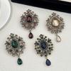 Retro Palace Style Zircon Crystal Brooch Zinc Alloy Corsage Pins New Pendant Brooch  Gift