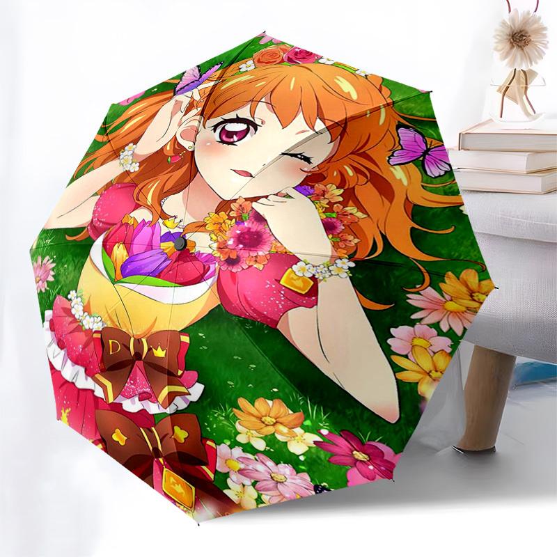 1pc Doremi Fairy Outdoor Umbrella - Automatic Opening/Closing, Portable 3-Fold Design, 8-Bone Iron Frame, Perfect Gift for Fans, Travelers, Daily Use,