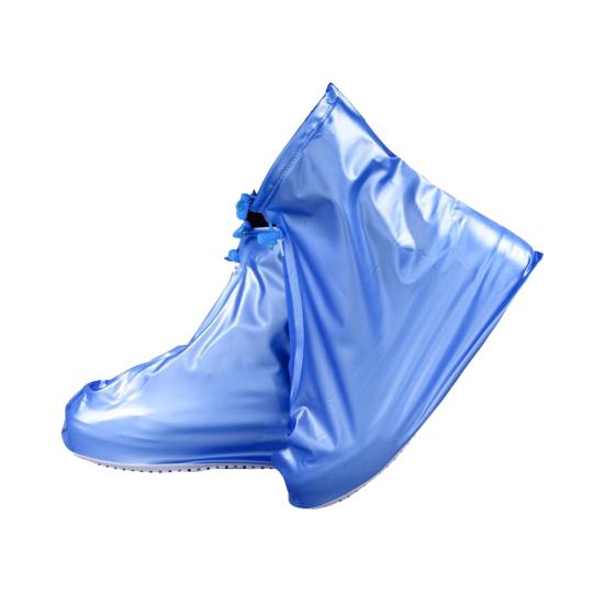 1 Pair Rainproof Shoe Covers Thickened PVC Waterproof No Seam Zipper Wide Opening Non-slip Shoe Protectors
