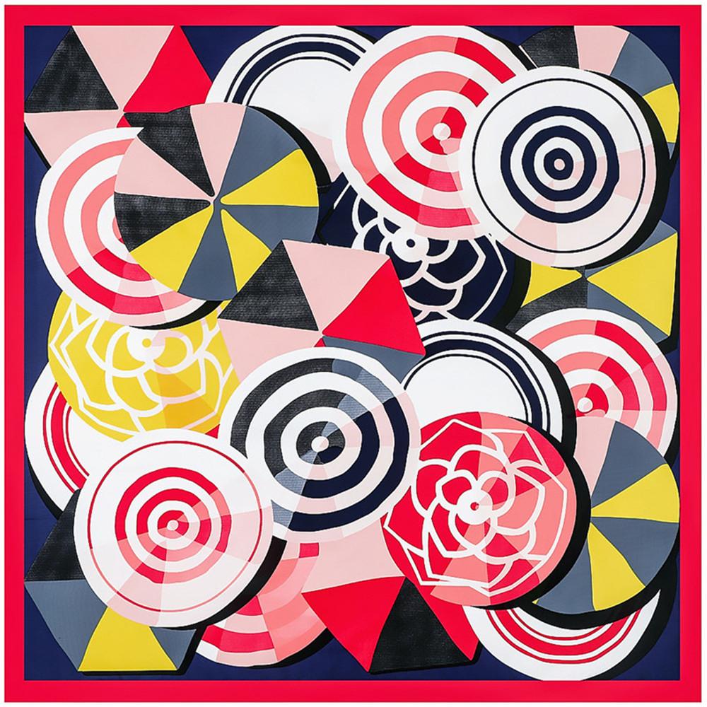 POBING Silk Scarf Women Large Shawls Horse Print Stoles Square Bandana Luxury Kerchief Big Hijab Scarf Female Foulards 130CM