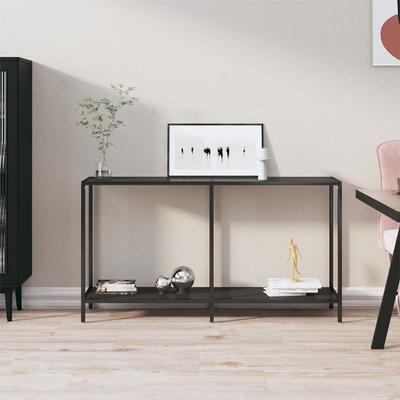 Vidaxl Console Table, Black, 140X35X75.5 Cm, Tempered Glass