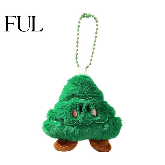 Decorative Plush Accessories Christmas Keychain, Cute Stuffed Santa Wreath Gingerbread Ornaments, Soft Cartoon Keychains for Bags Holiday Bag