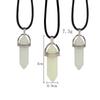 Dark Luminous Stone Fluorescent Hexagonal Column Necklace Natural Crystal Glowing In Bullet Pendant Leather Fashion Jewelry Gift