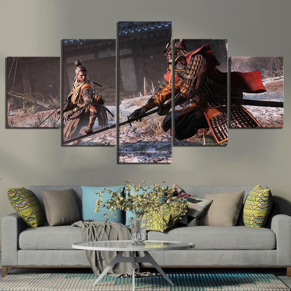 Unframed 5Pcs SEKIRO Shadows Die Twice Games Canvas Posters Wall Art Pictures HD Paintings Home Decor for Living Room Decoration