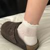White Mesh Stockings - Summer Lightweight Lace Mid-calf Socks Without Bones - Postpartum Stockings with Low Heel and Shallow Opening