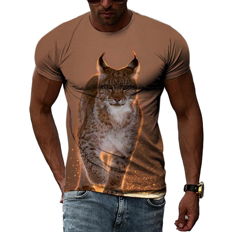 

Летняя мода, футболки с рисунком рыси, мужские футболки в стиле хип-хоп, уличный стиль, забавные футболки, трендовые повседневные топы с круглым вырезом и короткими рукавами с принтом S