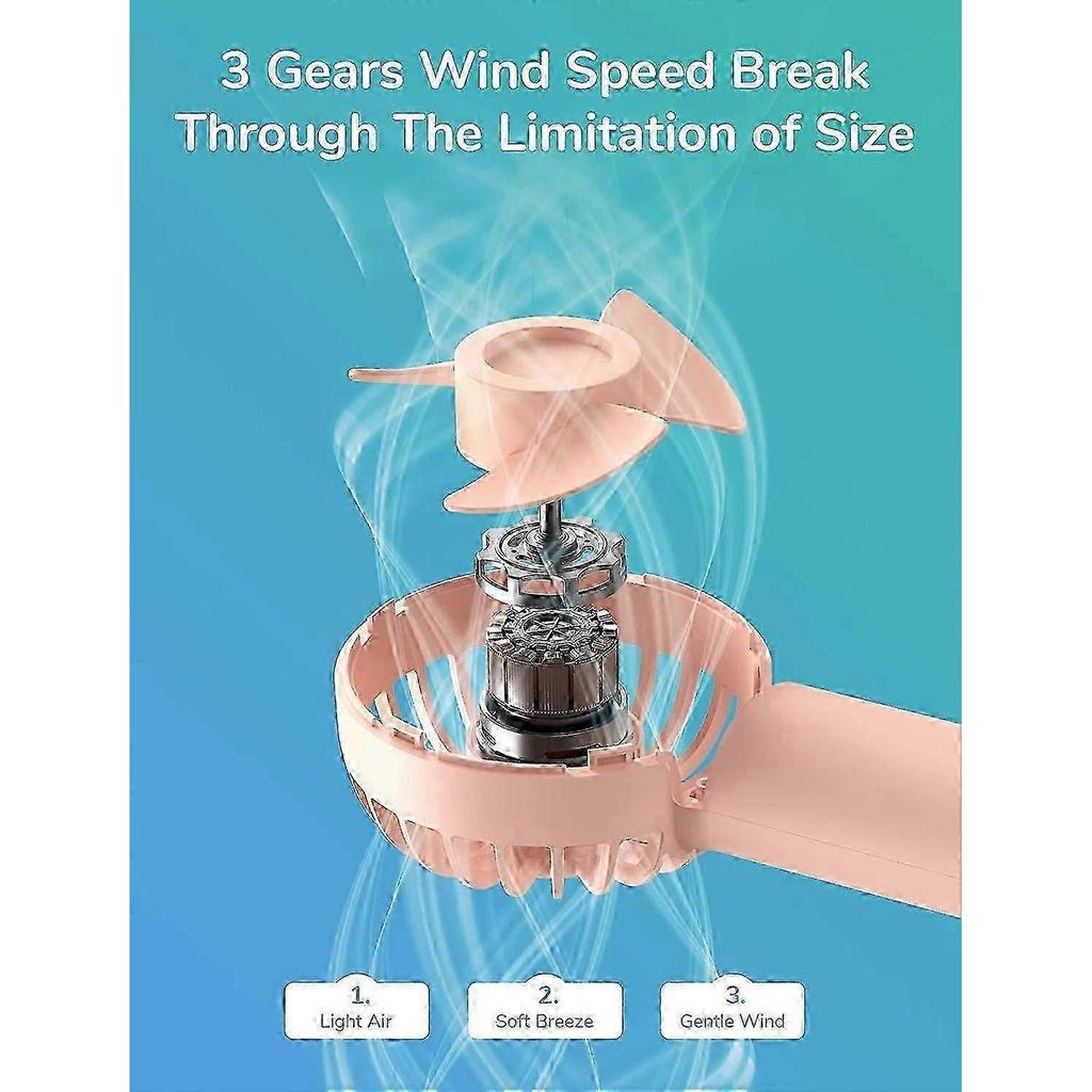 Mini Portable Battery Operated Fan with 2000mAh Battery,USB Powered,3 Speeds,Rechargeable-Pink SZRH