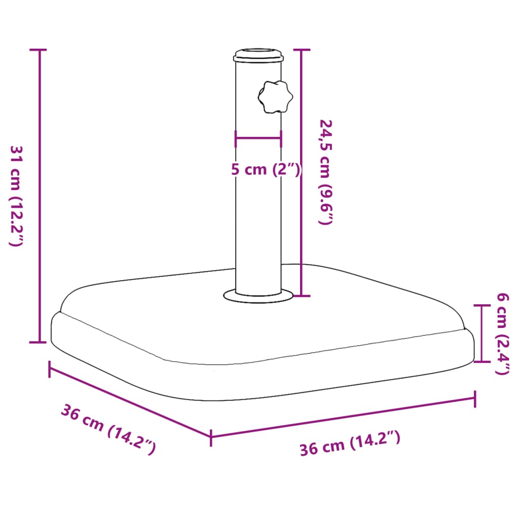 Umbrella Base Ø32 35 38 mm Pole 11 kg Square