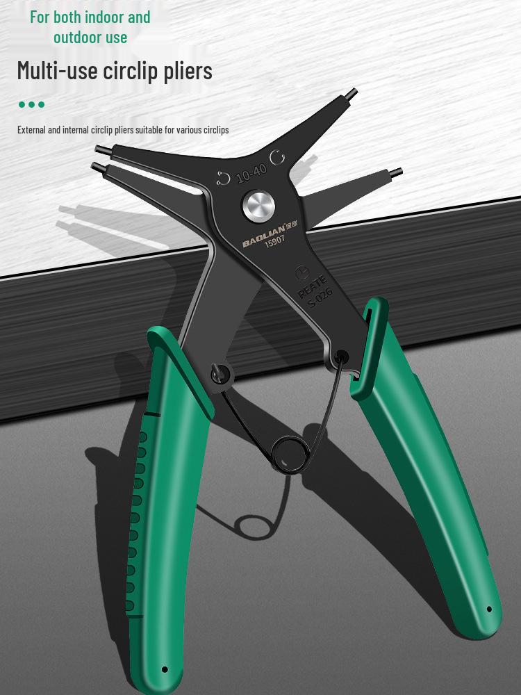 Multifunktions-Sprengringzange für zwei Einsatzzwecke: 2-in-1 Werkzeug zum Entfernen von Innen- und Außen-Sicherungsringen