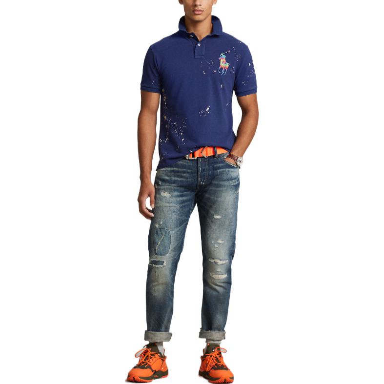 Polo Ralph Lauren SS23 Color Logo Embroidered Button Short Sleeve Polo Shirt Men Tops Navy-Blue MNPOKNI1N822105-410