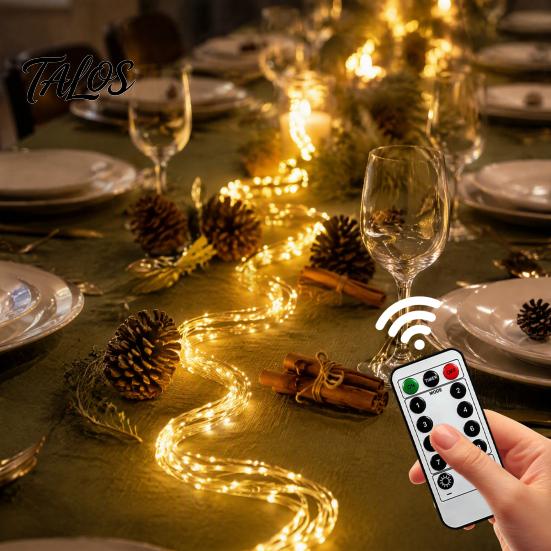 Outdoor Copper Wire Lights Fairy with Remote, 8 Modes 10-Level Dimming Timer, Waterproof Indoor DIY Craft Lighting Battery Operated String for