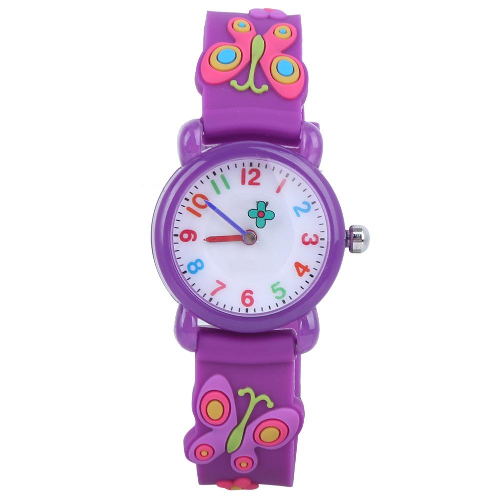 Waterproof Kid Cartoon Watch Cute Exquisite Pattern Children Wrist Watch GiftPurple