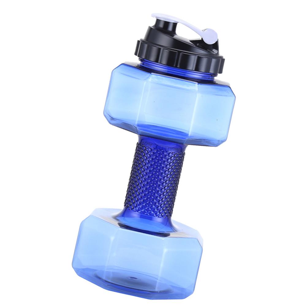 1pc Dumbbell Shape Water Bottle 600Ml Blue Petg Fitness Sports Kettle Weightlifting Cup For Gym Travel Home Office Kitchen Bar