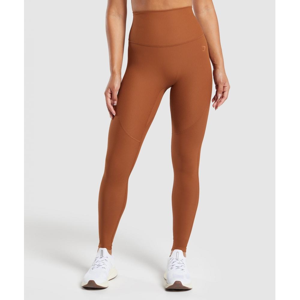 

Gymshark Ribbed Leggings Copper Brown B8a9o Nccy XS