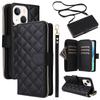 For iPhone 13 mini Case Leather Zipper Pouch Wallet Crossbody Phone Cover