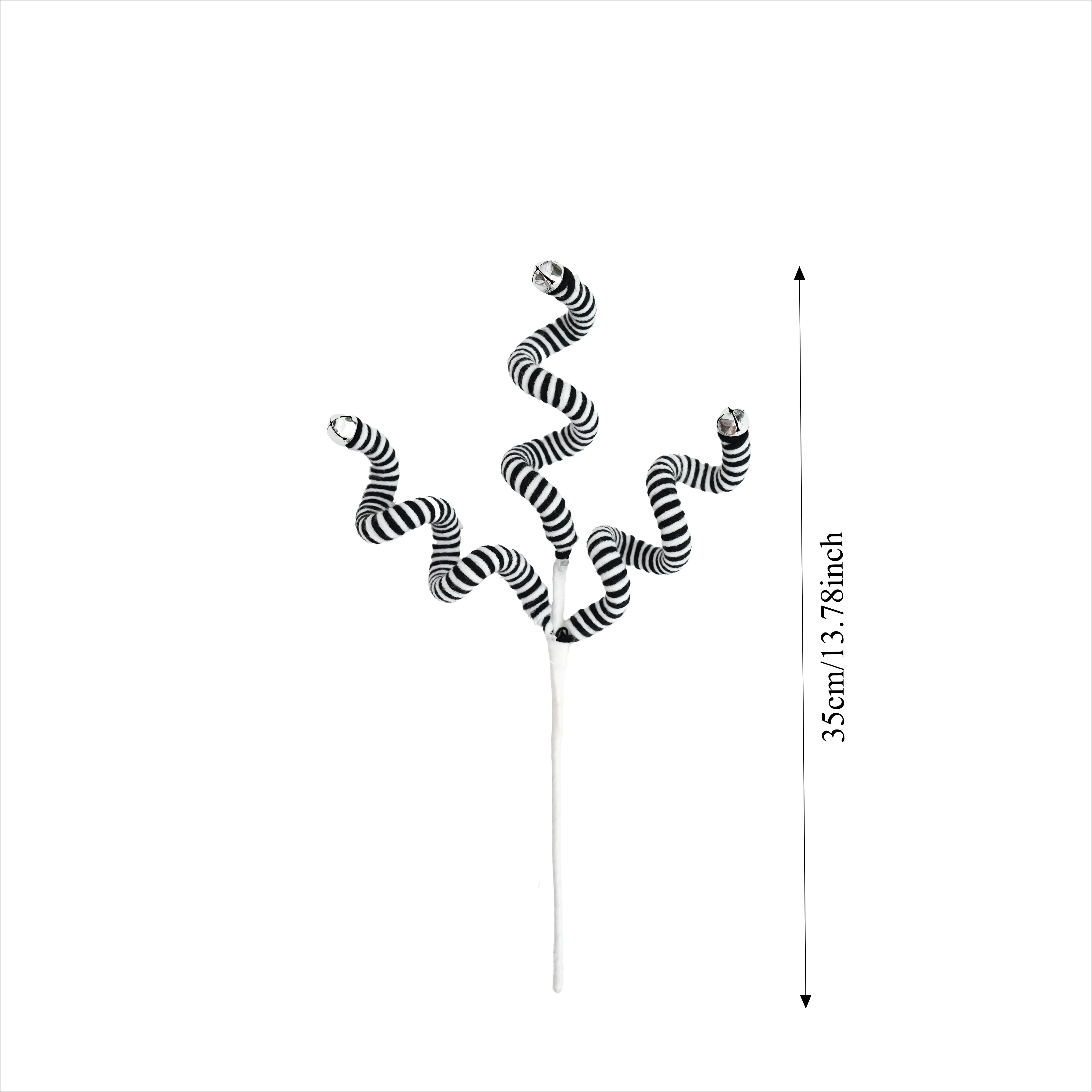 

1PC Set Black/White Christmas Tree Picks Christmas Tree Decoration Woolen Bells Curly Pick Halloween Decoration