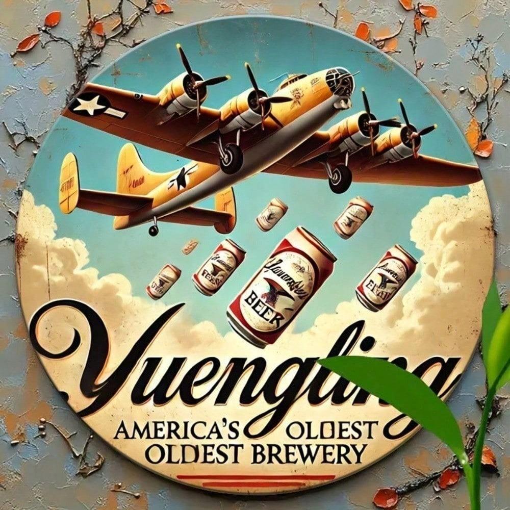 Yuengling Beer 8x12 Inch Round Metal Tin Sign Vintage Retro Wall Art Rustic Pub Decor for Man Cave Garage Home Bar