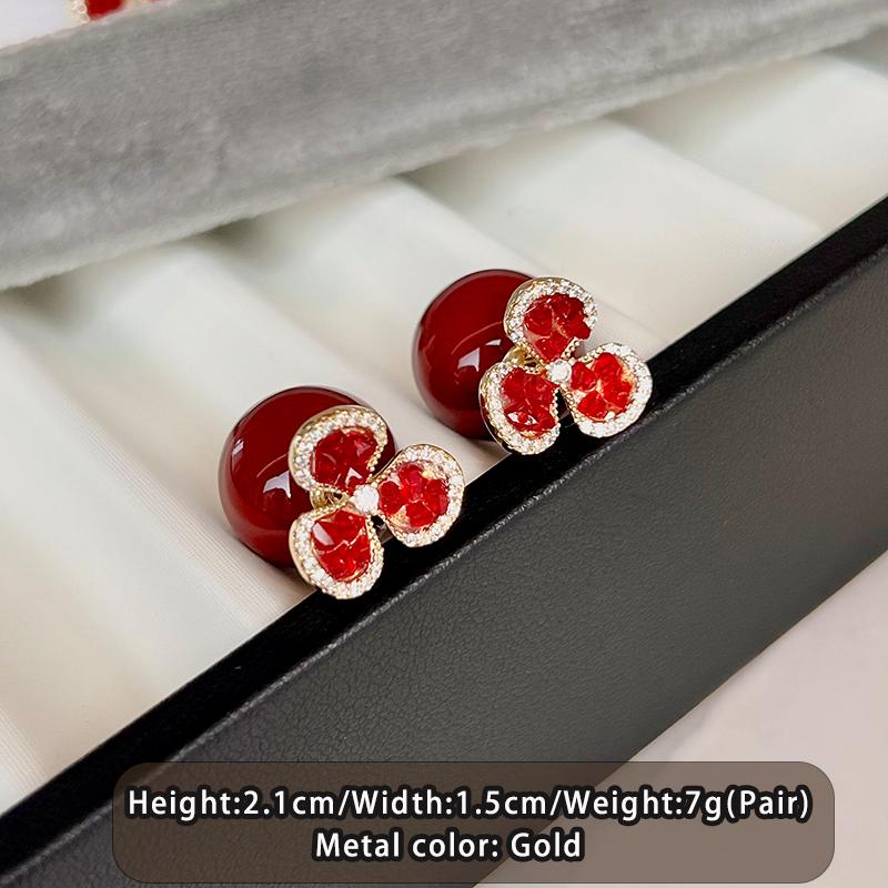 

Ankela Wine red Bead Crystal Three Leaf Flower Hanging Earrings For 2026 Women s Fashion Jewelry Christmas Luxury Accessories wine red