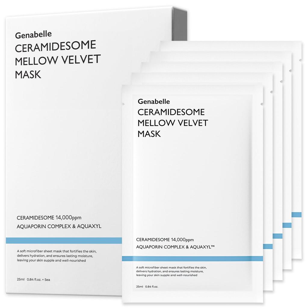 Genabelle Ceramidesome Mellow Velvet 25ml x 5 Contains and Moisturizing and Hydrating Mask Korean Cosmetics Mask, Sheets, Ceramides, Liposomes,