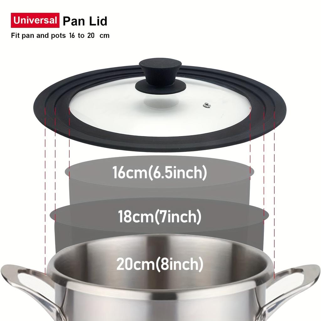 Universal Pot Lid Silicone Pots Covers With Tempered Glass Cover Heat Resistant Pans Skillets Multifunctional Kitchen Stove Lids
