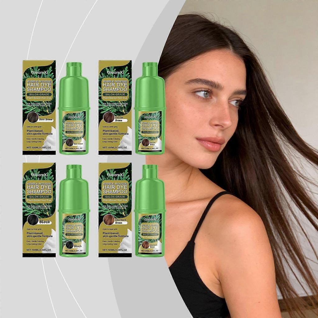 Tinta per Capelli Schiumogena a Base Vegetale a Lunga Durata, Shampoo Tintura per Capelli a Bolle, Con Estratti Erbali per Copertura dei Capelli Bianchi & Trasformazione del Colore a Lunga Durata, Azione Rapida