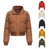 Chaqueta de Invierno para Mujer de Cuello Alto y Acolchada de Algodón: Ropa de abrigo de manga larga, cálida y de corte holgado