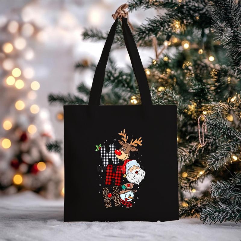 Christmas Christmas Printed Canvas Bag Large Capacity Casual Trend Student Shoulder Bag Tote Bag