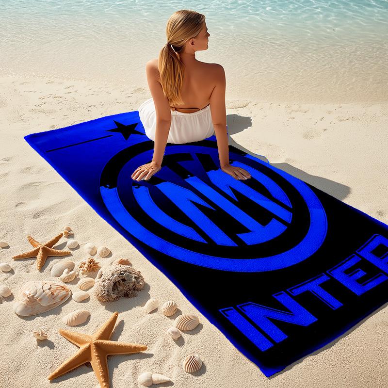 1pc Internazionale Milano Beach Towel, Comfortable and Thick, and Swimming/Bath/Picnic/Camping Towel, Suitable for Seaside Beaches