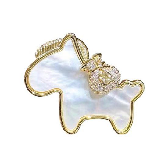 Rhinestone Horse Brooch Sweater Cardigan Coat Business Suit Zodiac Animal Lapel Pin Men Women Fashion Jewelry Clothing Accessories