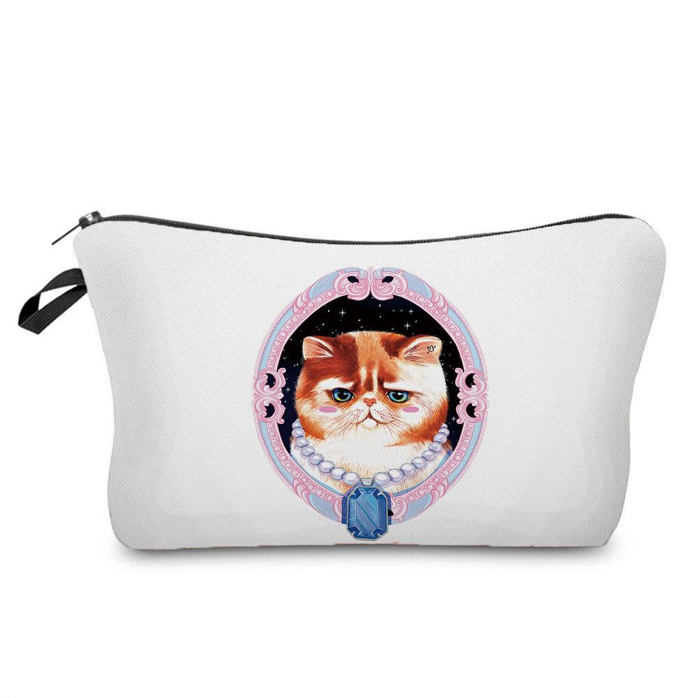 Women Cat Print Cosmetic Bag Toiletries Organize Travel Storage Case KTB