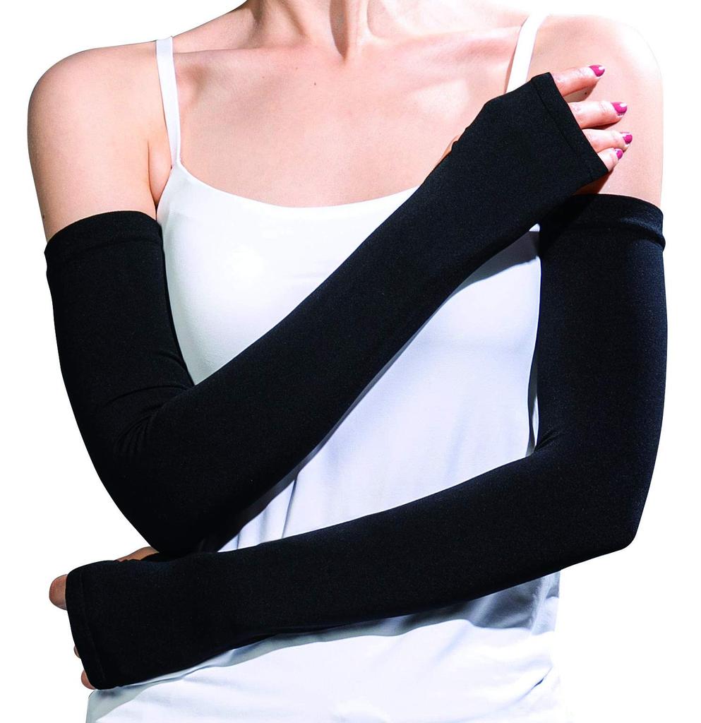 Otafuku Gloves Summer Arm Covers Cooling UV Free Size [Compression, Touch, Protection, Seamless, Women's] JW-635 Black,