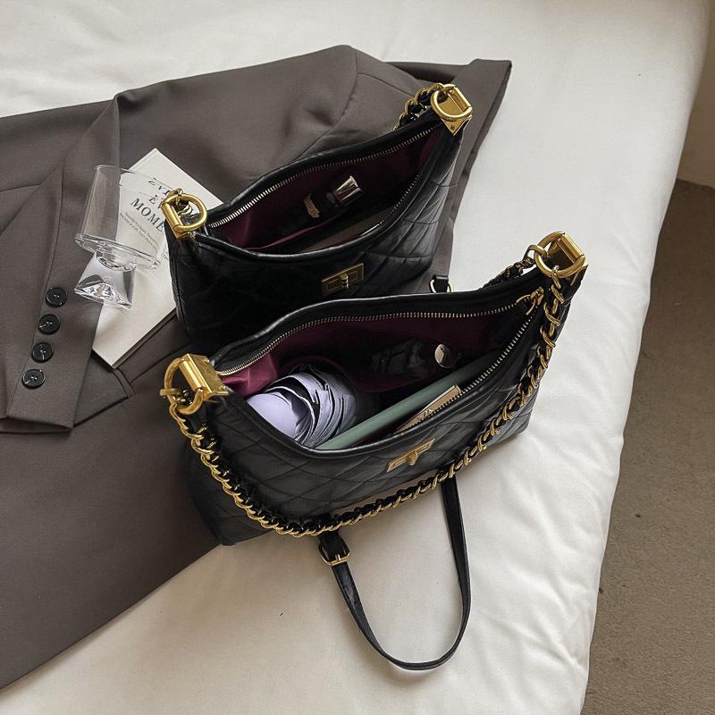 Elegant Diamond Pattern Luxury Chain Bag - Versatile and Fashionable Shoulder or Crossbody Handbag