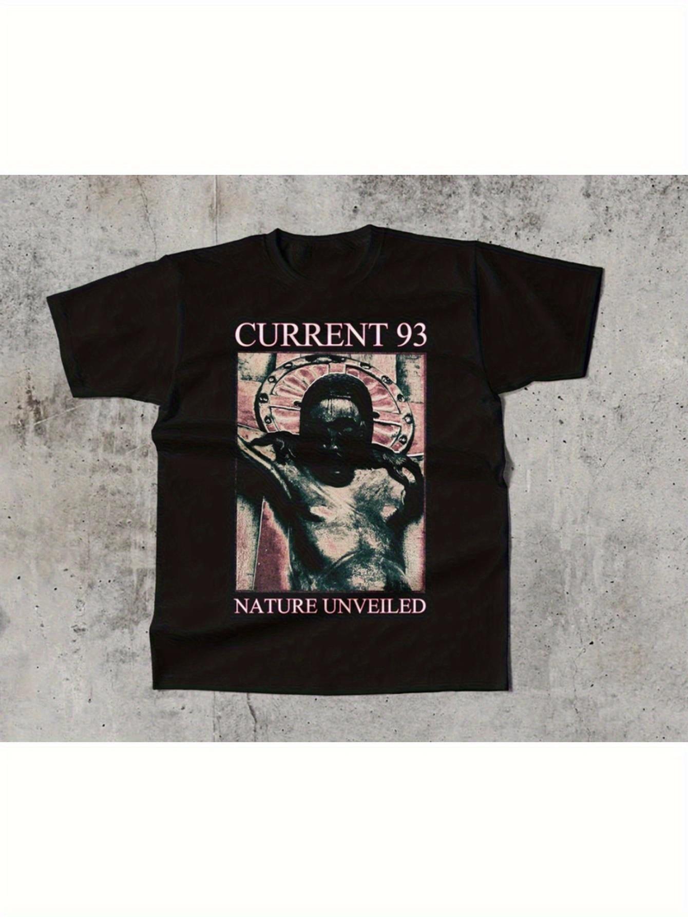 Vintage Current 93 Band Graphic T-Shirt- Black Cotton Unisex Tee with  Nature Unveiled  Print XS
