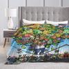 Game P-Plants-vs-Zombie Printed Blanket Warm Soft Fluffy Plush Bedding Throws For Home Decor Travel Flannel Bedspread Bed Cover