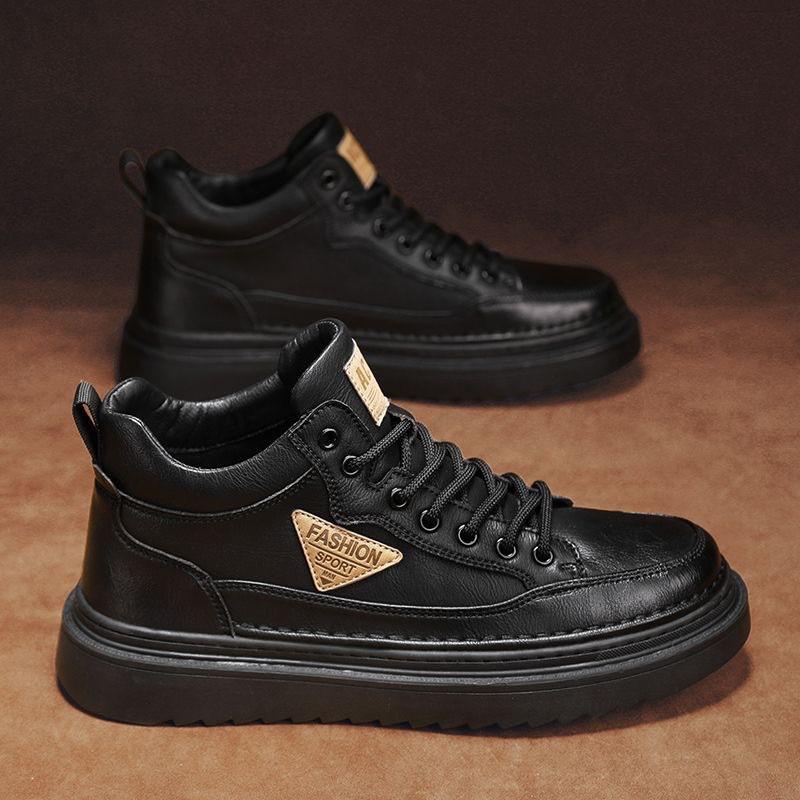 

New Martin Boots Men s Fashionable All-match Platform Sole Leather Shoes Work Skate Casual 44