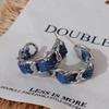Trendy Woven Denim Ear Studs: Luxury Clip-On Earrings for a Slimming Look