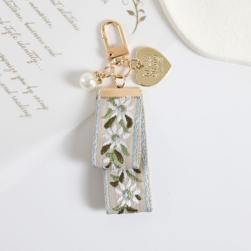 1pc Elegant Fashion New Keychain Keyrings Leaf Pattern Bag Charms Wallets Decor Fabric