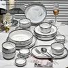 Wuve European Marble Ceramic 60-Piece Dinnerware Set